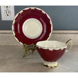 Royal Albert Deep Red W/Gold Trim Bone China England Tea Cup & Saucer Set