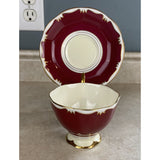 Royal Albert Deep Red W/Gold Trim Bone China England Tea Cup & Saucer Set