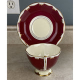 Royal Albert Deep Red W/Gold Trim Bone China England Tea Cup & Saucer Set