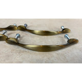 Amerock Slimline Satin Brass Finish Door Drawer Pulls Lot Of 4 5" With 4" Centre Mounting Holes