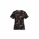 Halloween Theme Women's Black Short Sleeve Scrub Top Ghost, Pumpkins Size M.