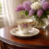Aynsley Fine Bone China England Vintage Teacup Saucer Set Grape Vine Pattern