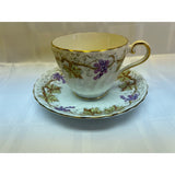 Aynsley Fine Bone China England Vintage Teacup Saucer Set Grape Vine Pattern
