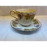 Aynsley Fine Bone China England Vintage Teacup Saucer Set Grape Vine Pattern