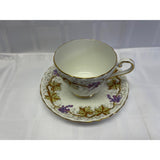 Aynsley Fine Bone China England Vintage Teacup Saucer Set Grape Vine Pattern