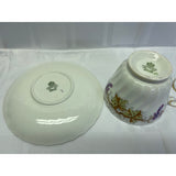 Aynsley Fine Bone China England Vintage Teacup Saucer Set Grape Vine Pattern