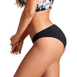 CRZ YOGA Womens Bikini Bottom Low Waist Cheeky Swimsuit Black Medium 8/10 NWT