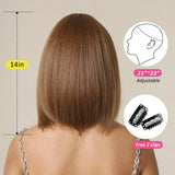Brown Bob Wig With Bangs Short Straight Wig For Women