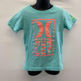 Hurley Kid's Green Teal Coloured T-Shirt with Hurley Logo on Front in Neon Orange Size 6M (5-6 Years) Cotton