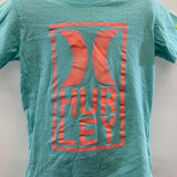 Hurley Kid's Green Teal Coloured T-Shirt with Hurley Logo on Front in Neon Orange Size 6M (5-6 Years) Cotton