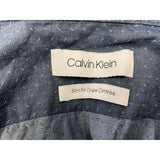 Calvin Klein Men's Slim Fit Dress Shirt Size 16.5 Blue Patterned Long Sleeve Cotton NEW