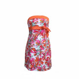 Jessica Women's Summer Strapless Orange Belted Floral Dress Size 12
