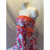 Jessica Women's Summer Strapless Orange Belted Floral Dress Size 12