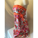 Jessica Women's Summer Strapless Orange Belted Floral Dress Size 12