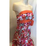 Jessica Women's Summer Strapless Orange Belted Floral Dress Size 12