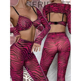 Popiv Mesh Lingerie Set Pink Animal Print Small Bra Undies Leggings Shawl NWT