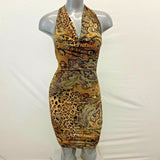 Pepper Women's Bodycon Dress Medium Poly Spandex Brown Green