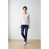 Calvin Klein White V Neck Long Sleeve Women's Cable Knit Sweater Size Small