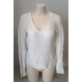 Calvin Klein White V Neck Long Sleeve Women's Cable Knit Sweater Size Small