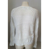 Calvin Klein White V Neck Long Sleeve Women's Cable Knit Sweater Size Small