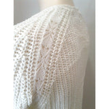 Calvin Klein White V Neck Long Sleeve Women's Cable Knit Sweater Size Small
