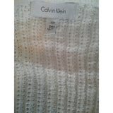 Calvin Klein White V Neck Long Sleeve Women's Cable Knit Sweater Size Small