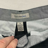 Calvin Klein Chino Shorts Boys 12 Gray Black Striped Flat Front Walking Shorts