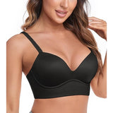 HACI Women's T Shirt Bra V Neck Full-Coverage Bra Padded Black 32D Style18199