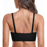 HACI Women's T Shirt Bra V Neck Full-Coverage Bra Padded Black 32D Style18199