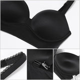 HACI Women's T Shirt Bra V Neck Full-Coverage Bra Padded Black 32D Style18199