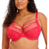 Elomi Sachi EL 4353REI Strappy Underwire Plunge Bra Red Confetti 34J NWT