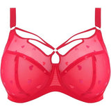 Elomi Sachi EL 4353REI Strappy Underwire Plunge Bra Red Confetti 34J NWT