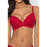 Smart & Sexy Style SA276X Women's Push Up Bra No No Red w/ Lace Wings  NWT