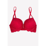 Smart & Sexy Style SA276X Women's Push Up Bra No No Red w/ Lace Wings  NWT