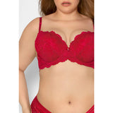 Smart & Sexy Style SA276X Women's Push Up Bra No No Red w/ Lace Wings  NWT