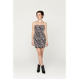 Seduction Women's Black Patterned Design Strapless Summer Dress Size Small Cotton