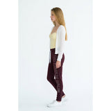 Women's Move Forward Burgundy Jogging Tights with Drawstring Size XS Polyester