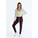 Women's Move Forward Burgundy Jogging Tights with Drawstring Size XS Polyester