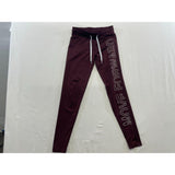 Women's Move Forward Burgundy Jogging Tights with Drawstring Size XS Polyester