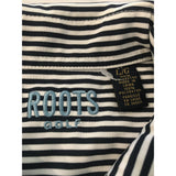 Roots Golf Men's Large Polyester Polo Shirt Blue White black stripes