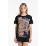 Epic Threads Women's Black Graphic T-Shirt Numbers and Letters Old Scroll Size Large Cotton Blend