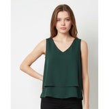 Banana Republic Women's Dark Green Tank Top Business Causal Shirt Long Length Size Small Polyester