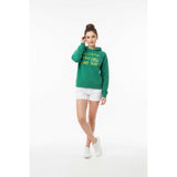 Hollister Hoodie Sweatshirt Womens XS Green 3/4 Sleeve Spell Out Pullover
