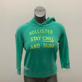 Hollister Hoodie Sweatshirt Womens XS Green 3/4 Sleeve Spell Out Pullover