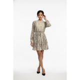 French Connection Floral Dress Women's Size 6 Beige Long Sleeve Shirt Dre