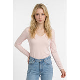 Alfred Sung Top Women's Medium Pink Long Sleeve V Neck Viscose/Spandex
