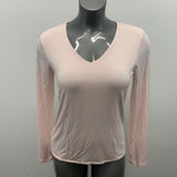 Alfred Sung Top Women's Medium Pink Long Sleeve V Neck Viscose/Spandex