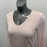 Alfred Sung Top Women's Medium Pink Long Sleeve V Neck Viscose/Spandex