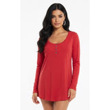 Woolrich Women's Small Scoop Neck Henley Shirt Long Sleeve Red Cotton