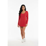 Woolrich Women's Small Scoop Neck Henley Shirt Long Sleeve Red Cotton